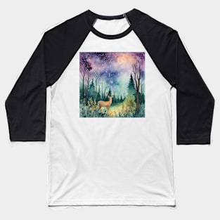 Watercolor Forest Scene II Baseball T-Shirt